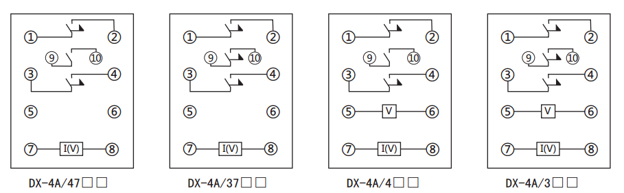 DX-4A信號繼電器內(nèi)部接線及外引接線圖 DX-4A信號繼電器內(nèi)部接線及外引接線圖