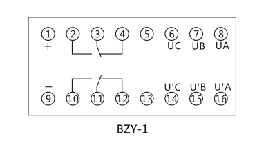 BZY-1正序電壓繼電器內(nèi)部接線及外引接線圖 BZY-1正序電壓繼電器內(nèi)部接線及外引接線圖