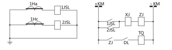 JSL-12繼電器構成的二相式定時限保護的原理圖 JSL-12繼電器構成的二相式定時限保護的原理圖