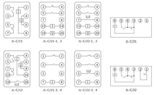 JL-C/11反時限電流繼電器內部接線及外引接線圖(正視圖) JL-C/11反時限電流繼電器內部接線及外引接線圖(正視圖)