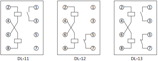 DL-12電流繼電器內(nèi)部接線及外引接線圖