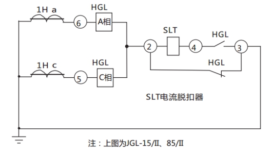 JGL-81/Ⅱ二相靜態(tài)反時限過流繼電器典型應(yīng)用接線圖 JGL-81/Ⅱ二相靜態(tài)反時限過流繼電器典型應(yīng)用接線圖