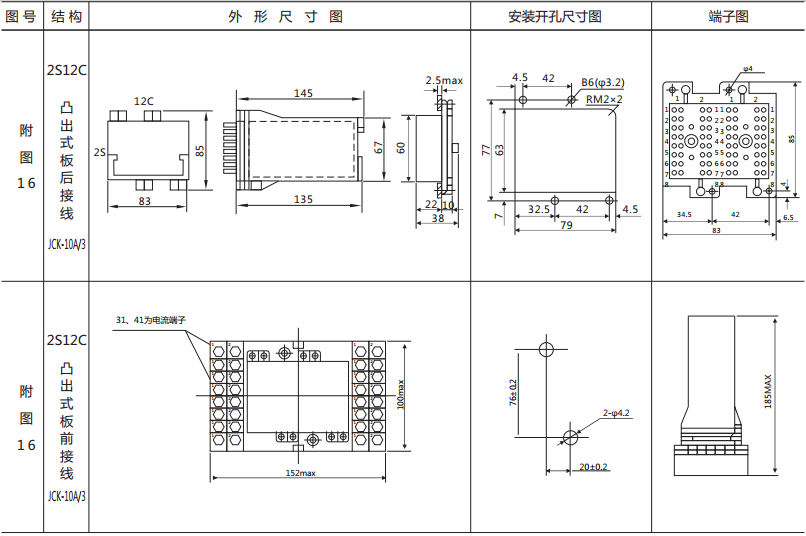 BZS-11延時中間繼電器外形及開孔尺寸 BZS-11延時中間繼電器外形及開孔尺寸