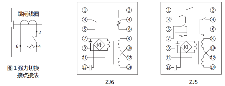 ZJ5中間繼電器內(nèi)部接線圖及外引接線圖(正視圖) ZJ5中間繼電器內(nèi)部接線圖及外引接線圖(正視圖)