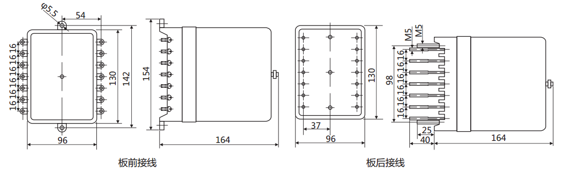 ZJ5中間繼電器安裝及開孔尺寸 ZJ5中間繼電器安裝及開孔尺寸