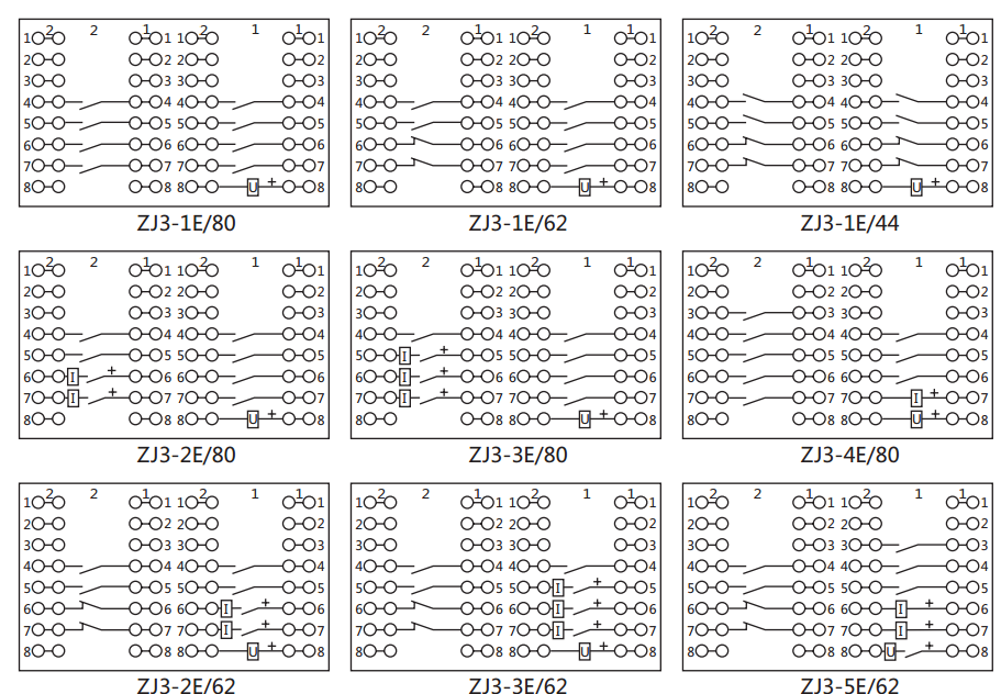 ZJ3-1E/44快速中間繼電器內(nèi)部接線圖及外引接線圖 ZJ3-1E/44快速中間繼電器內(nèi)部接線圖及外引接線圖
