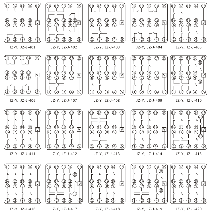 JZY(J)-220靜態(tài)中間繼電器內(nèi)部接線圖及外引接線圖 JZY(J)-220靜態(tài)中間繼電器內(nèi)部接線圖及外引接線圖
