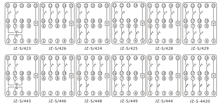 JZ-S/244靜態可調延時中間繼電器內部接線圖及外引接線圖 JZ-S/244靜態可調延時中間繼電器內部接線圖及外引接線圖