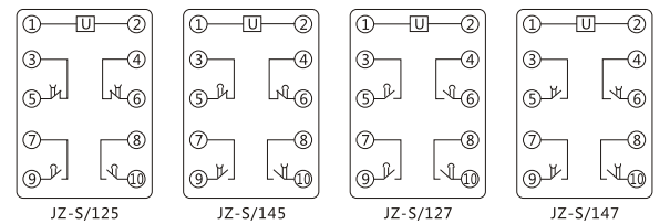 JZ-S/448靜態(tài)可調(diào)延時中間繼電器內(nèi)部接線圖及外引接線圖 JZ-S/448靜態(tài)可調(diào)延時中間繼電器內(nèi)部接線圖及外引接線圖