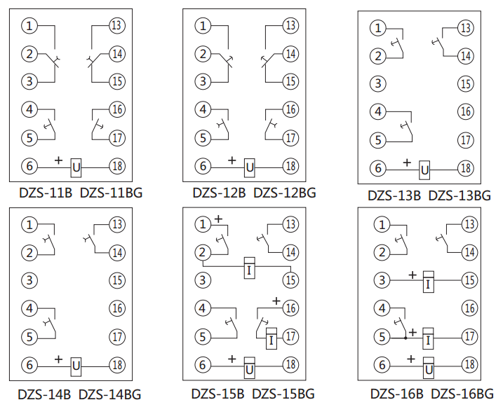 DZS-13B延時(shí)中間繼電器內(nèi)部接線圖及外引接線圖 DZS-13B延時(shí)中間繼電器內(nèi)部接線圖及外引接線圖