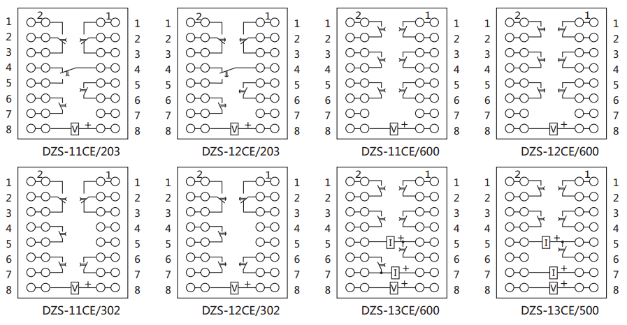 DZS-11CE/203延時中間繼電器內部接線圖及外引接線圖 DZS-11CE/203延時中間繼電器內部接線圖及外引接線圖
